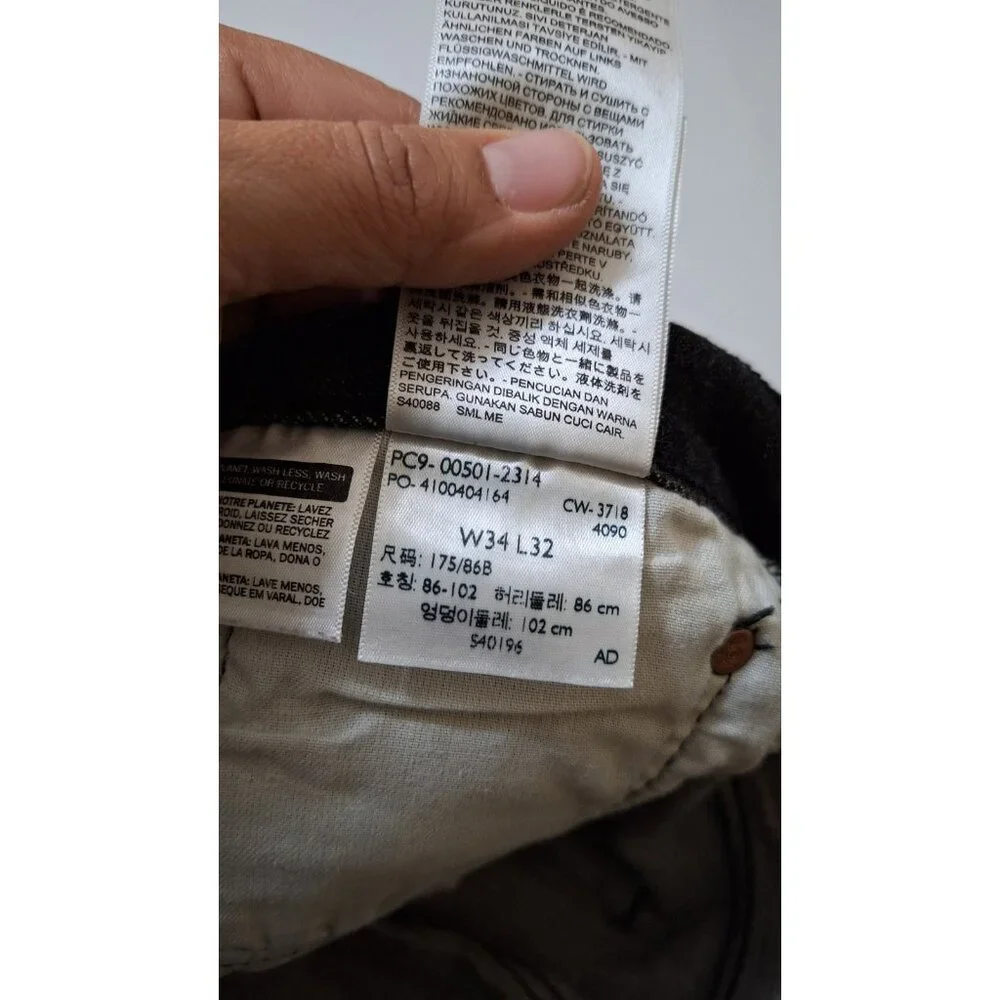 Levis 501 Jeans Mens 34X32 Black‎ Button Fly Straight Leg Cowboy Rancher